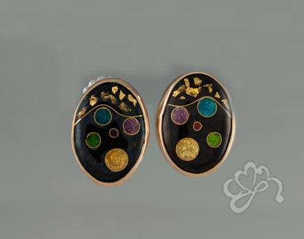 CMR039 Colorful Balls with Gold Specs Post earrings